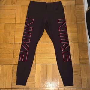 Nike Women's Leggings - Dark Purple with Pink Logo